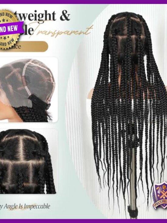 34 Inch Full Lace Braided Wig, Synthetic, Glueless, 22 Handmade Braids main image 4